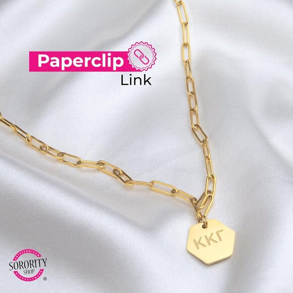Kappa Kappa Gamma Gold Plated Paperclip Necklace 18 Inch Sorority Gift Women - Picture 4 of 9